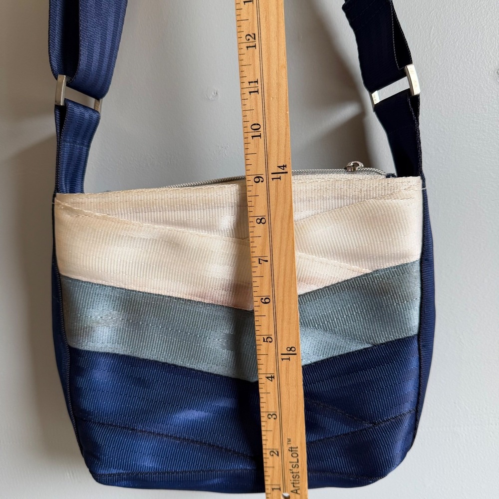 Vintage 90s FiberTime Blue Seatbelt Webbing Crossbody Messenger Bag Industrial - Picture 3 of 7